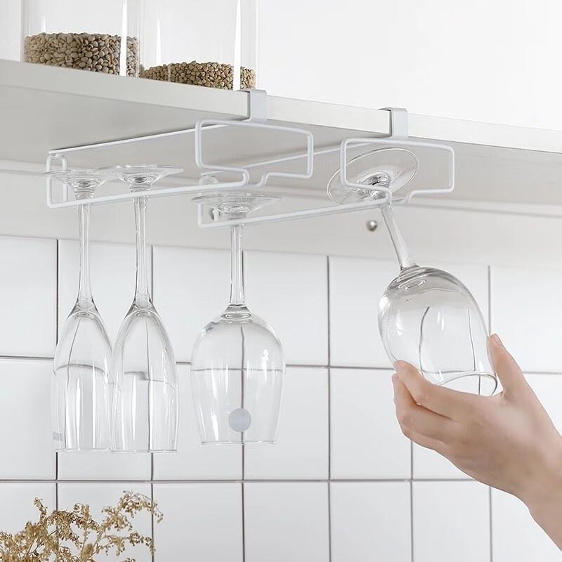 Kitchen Gadgets Cabinet - No Drilling Metal Wine Glass Holder