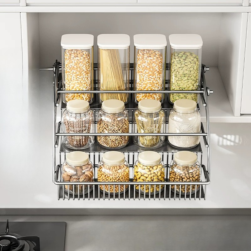 Cabinet Pull Down Basket, 3 Ti - Kitchen Gadgets Cabinet ulasan dan harga