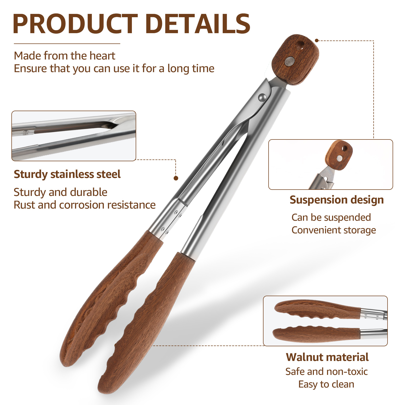 2/3 Pcs Food Tongs Walnut Wood - Kitchen Gadgets You Need ulasan dan harga