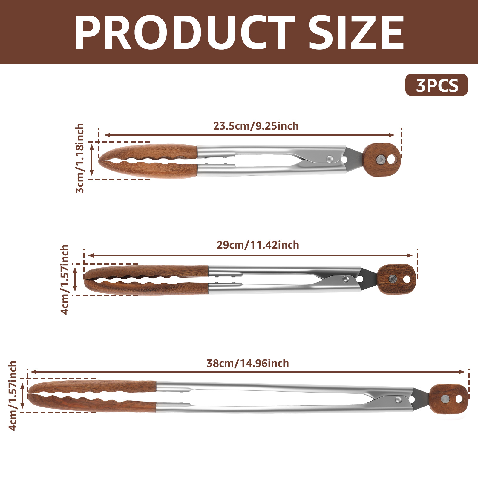 2/3 Pcs Food Tongs Walnut Wood - Kitchen Gadgets You Need ulasan dan harga