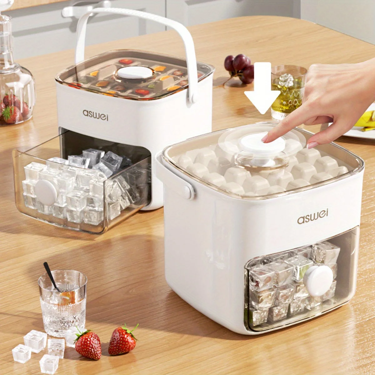 48-Cube Ice Maker with Easy-Pr - Kitchen Gadgets Essential ulasan dan harga